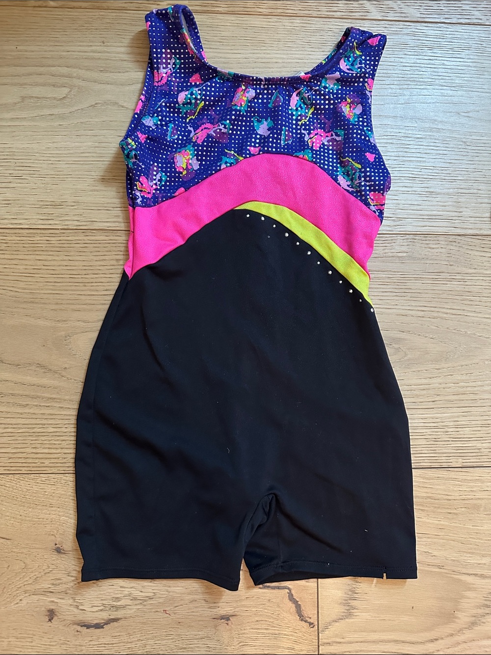Freestyle Girls Black Pink Lime Purple Unicorn Gymnastics Leotard Unitard 7/8